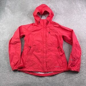 Eddie Bauer Rain Jacket Womens Small Pink Stripes WeatherEdge Plus Waterproof